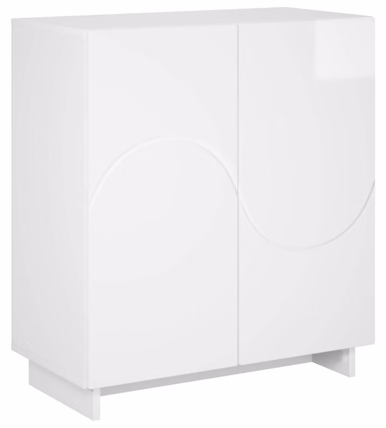 Mobile bar/contenitore alto, bianco lucido, 67 x 34,5 x 75 cm, realizzato in materiale composito di legno