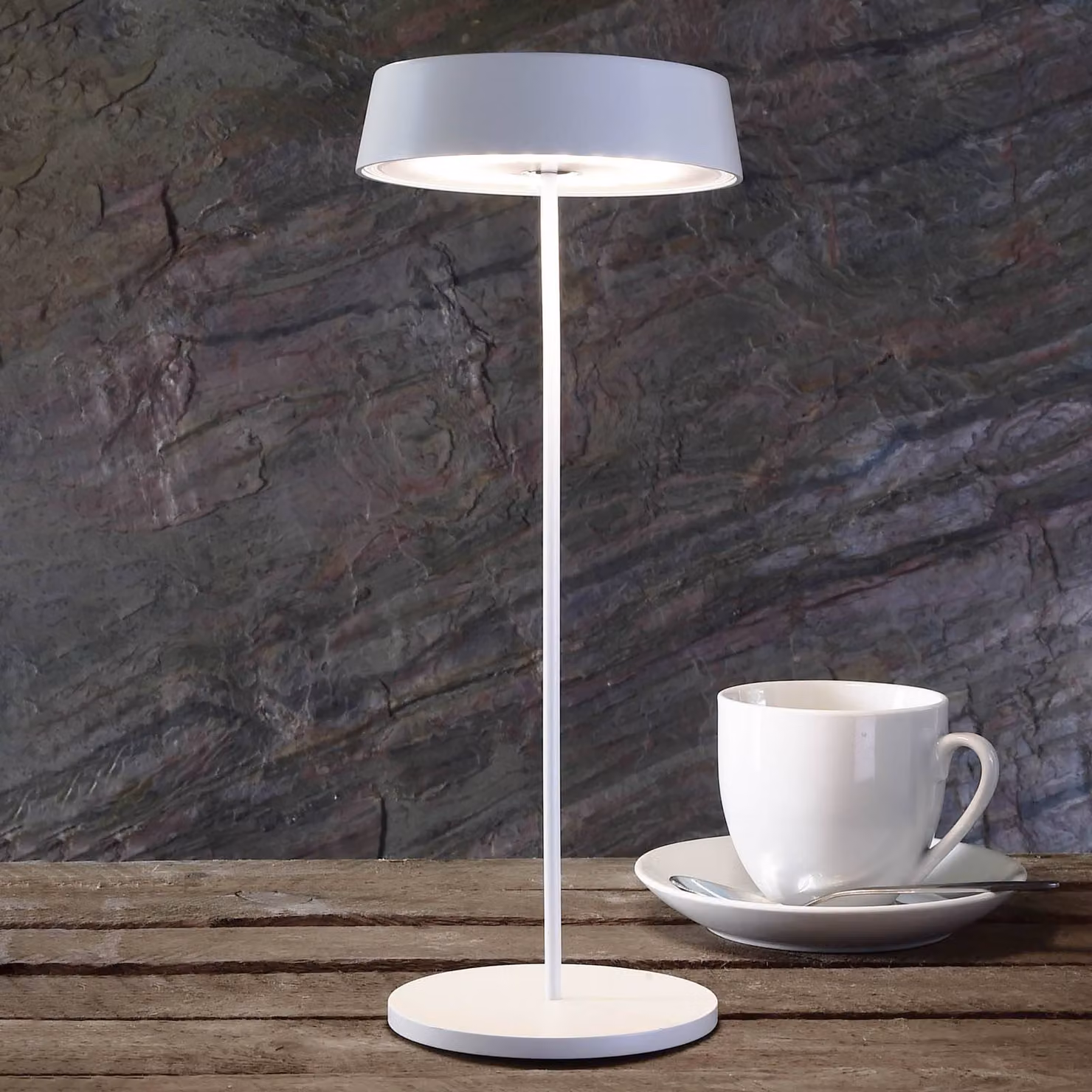 Deko-Light Lampada LED da tavolo Miram accu, dimming, bianco Miram, dimmerabile, Bianco / Opale, Soggiorno / Sala da pranzo, Alluminio, Moderno