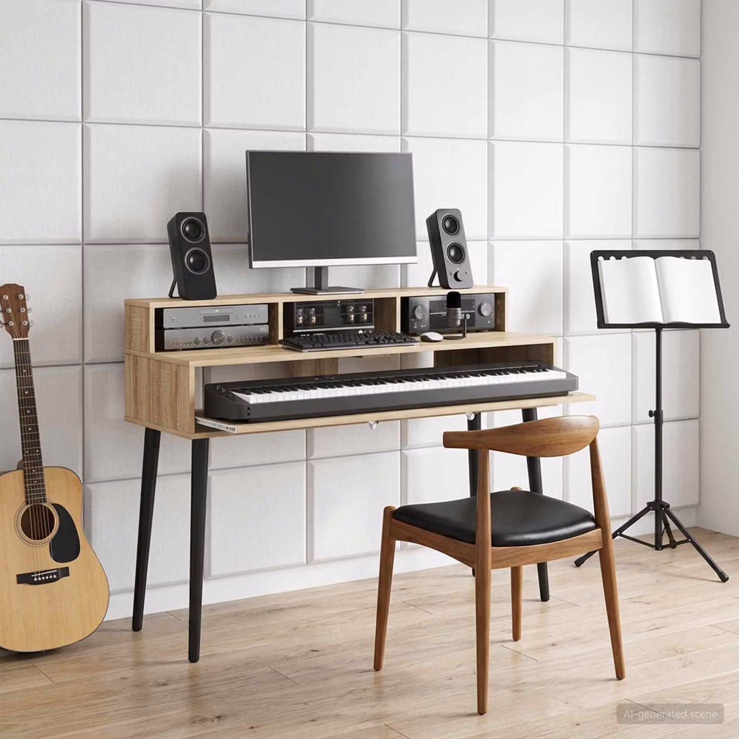 Scrivania da ufficio moderna vidaXL in legno e MDF color rovere, L: 152 cm, P: 42,5 cm, H: 36 cm