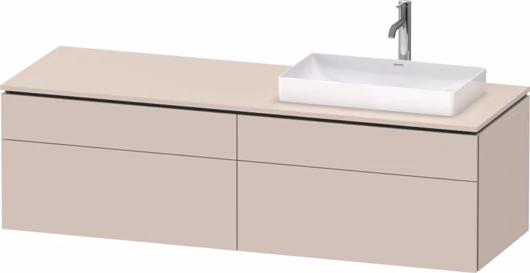 Duravit L-Cube Meuble sous-lavabo en console suspendu, avec plan de toilette en console, 4 tiroirs, vasque à droite, 1620x482x550mm, LC4871R83830000, LC4871R83830000