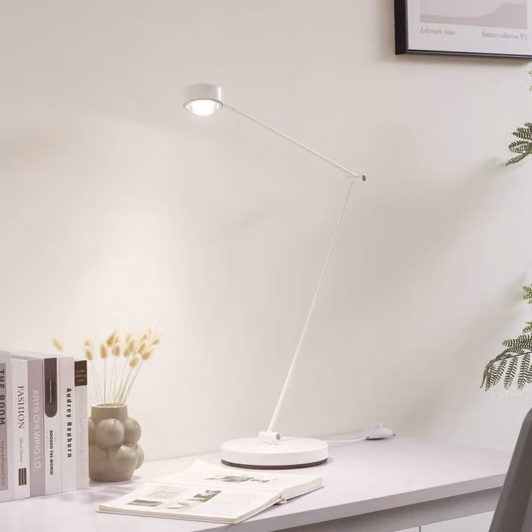 Lampada da terra Jyla Lindby, Bianco / Opale, Soggiorno / Sala da pranzo, Metallo, Moderno, Lampada da terra