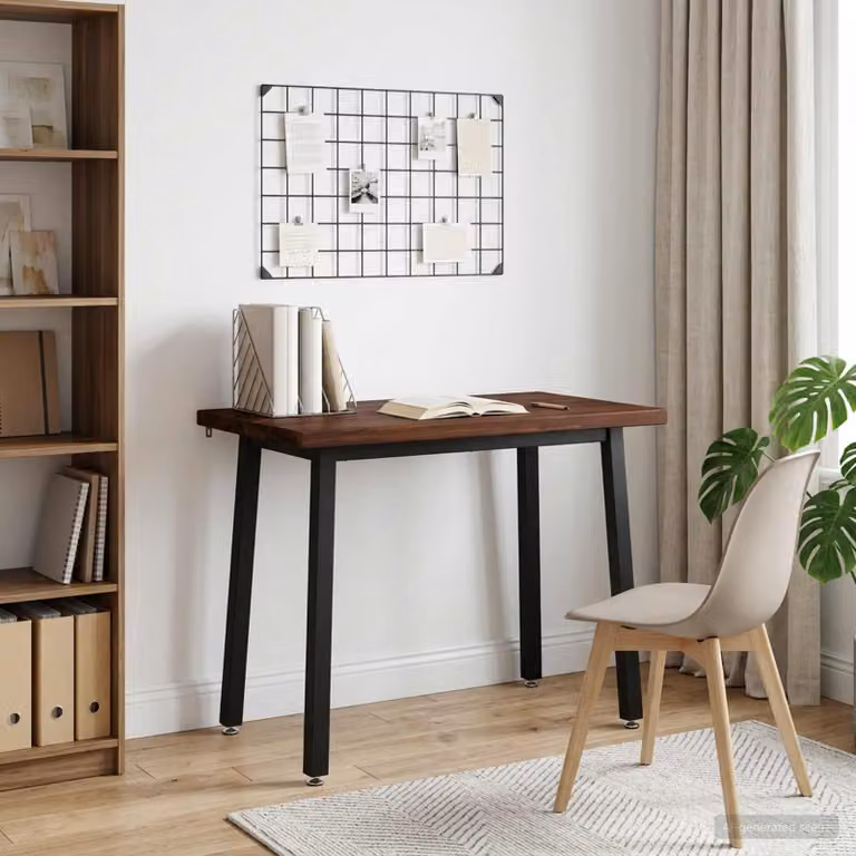 Tavolo da pranzo moderno vidaXL in legno di acacia e metallo, L 90 x P 55 x H 75 cm, marrone scuro e nero