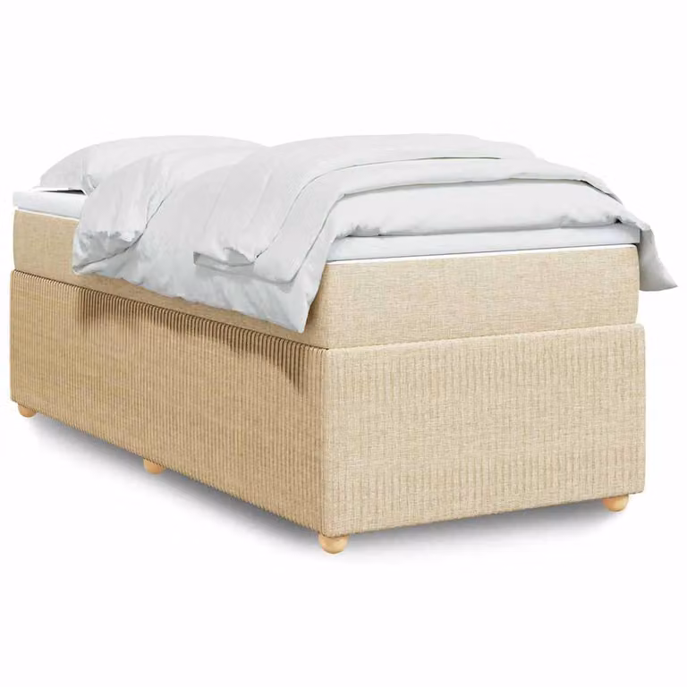 Giroletto a molle con materasso vidaXL in tessuto beige e bianco, L 80 cm x P 200 cm