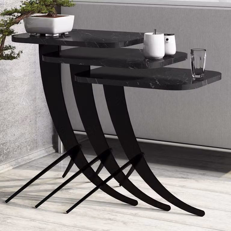Skye Decor, Pion- Pion HCT, nero, tavolini da salotto, 45x35x60 cm, pannello truciolare rivestito al 100% in melamina