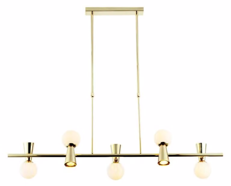 Lampada a sospensione ACA 5xG9+5xGU10 KIMOLOS metallo dorato + bianco 120x26x120 cm OD94205PG