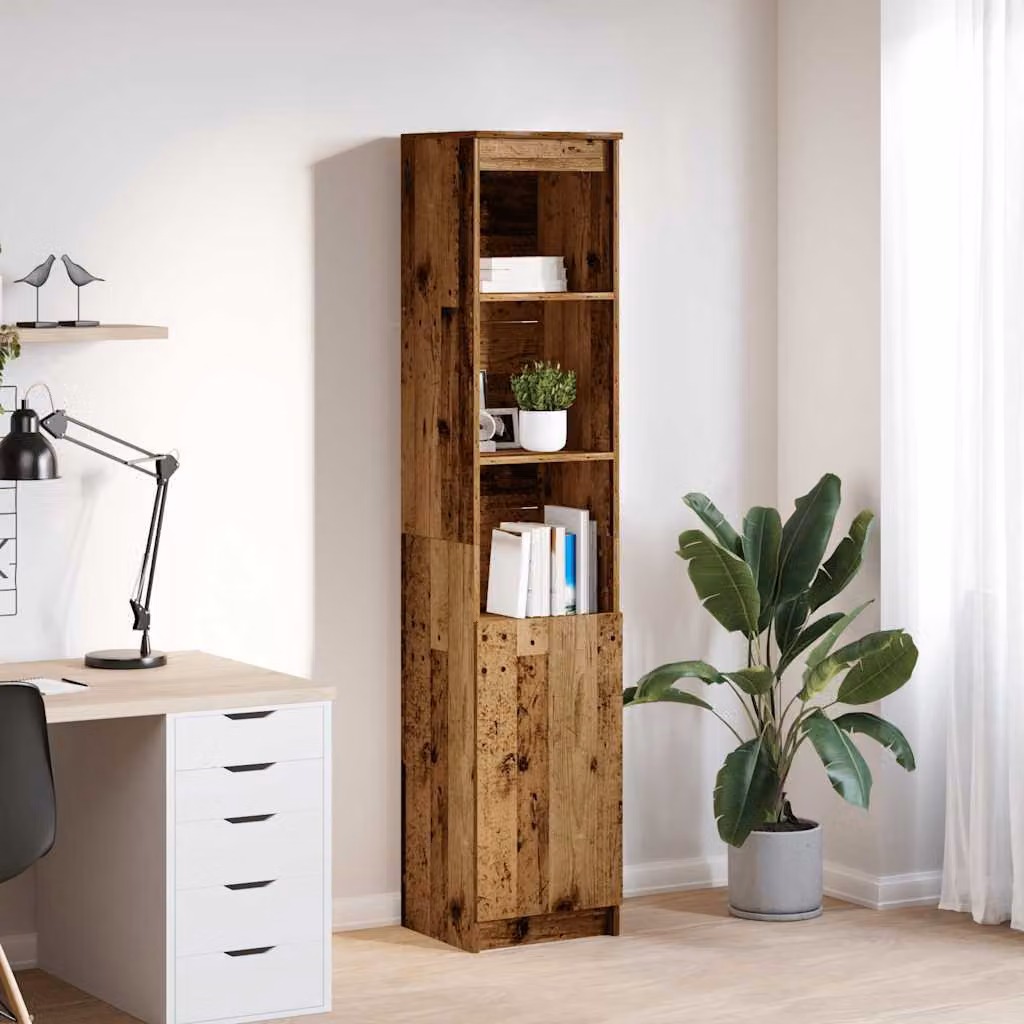 Credenza stile rustico vidaXL in legno marrone con ripiani interni e ante a battente L/P/H: 37,5 x 35 x 180 cm