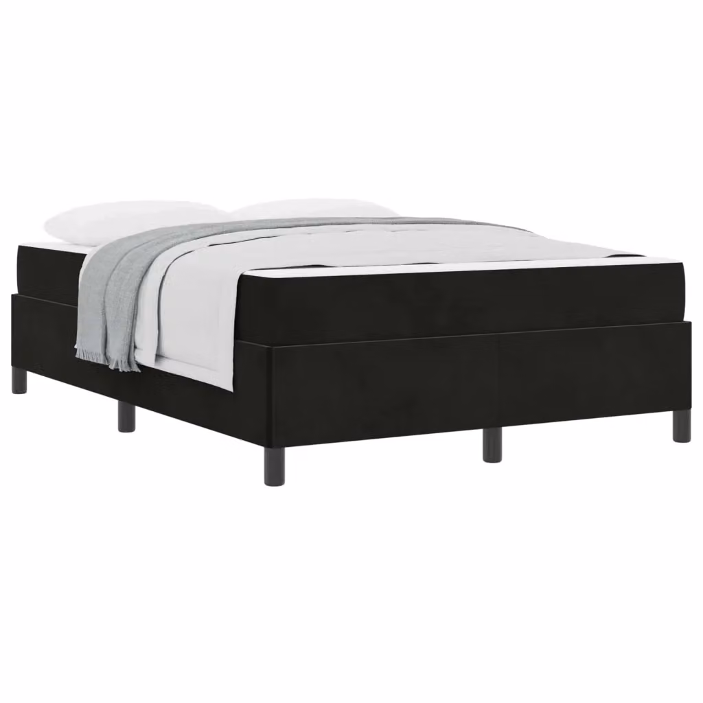 Struttura del letto vidaXL in tessuto nero con doghe in legno L: 140 cm, P: 200 cm, H: 203 cm – 2