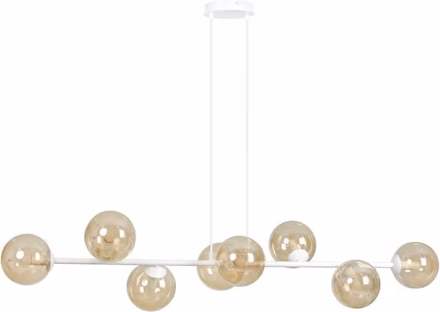 Lampadario Emibig ROSSI bianco/miele 8xE14 in vetro