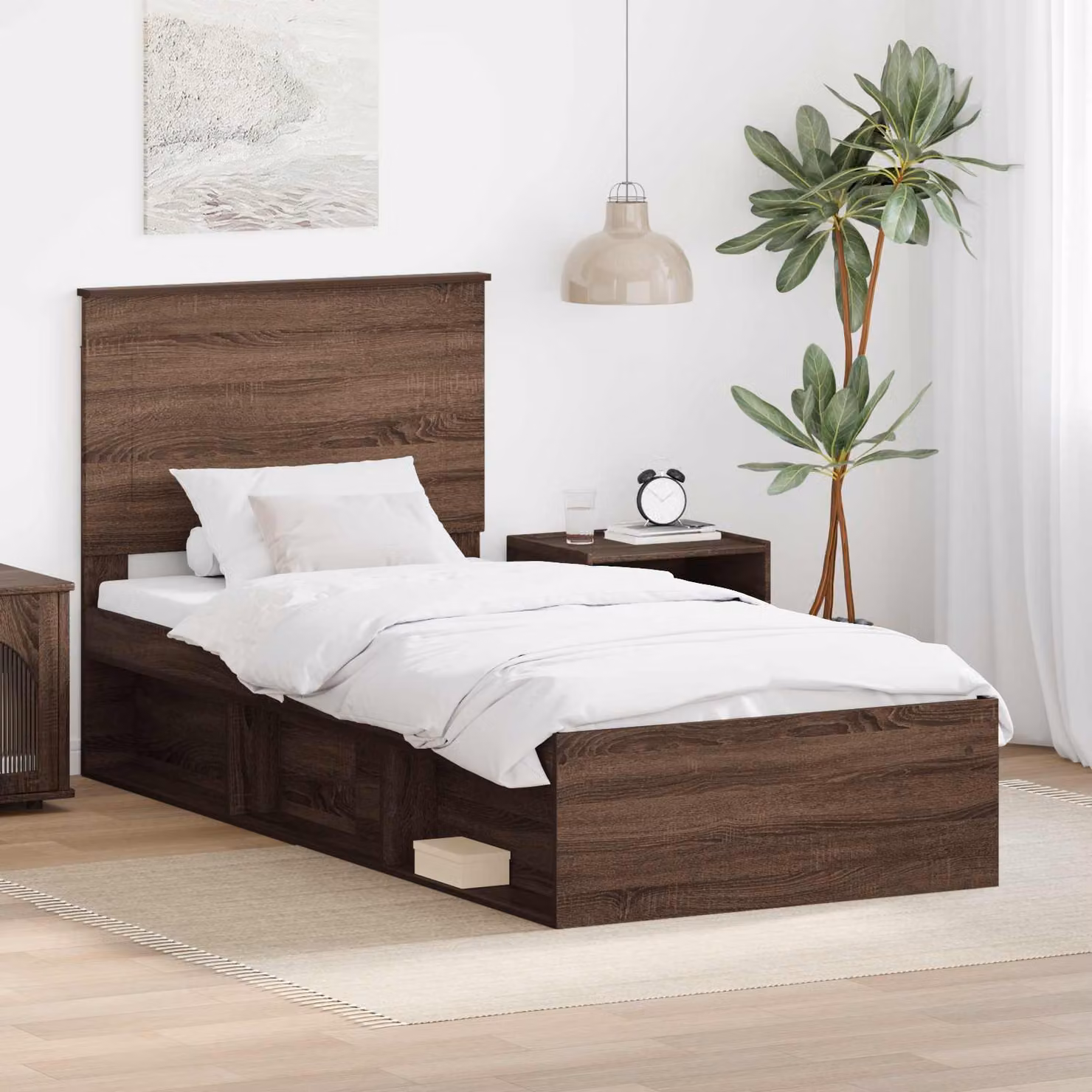Struttura del letto moderna vidaXL in pino e MDF colore marrone L 190 x L 80 cm – 1