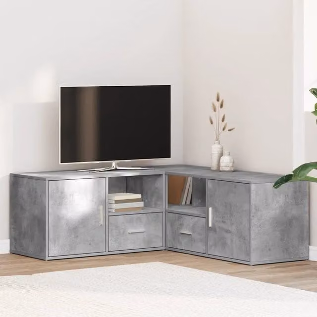 Mobile Angolare Moderno vidaXL Grigio con Pannello Posteriore in MDF e Legno L/P/H: 200 x 40 x 45 cm – 1