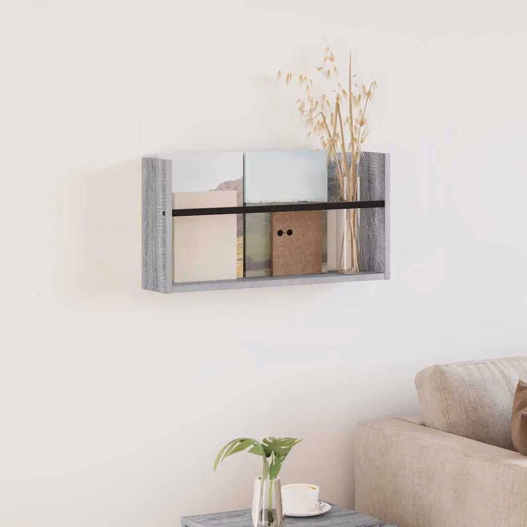 Scaffale per riviste da parete vidaXL Grigio Sonoma L 60 cm x P 12 cm x H 30 cm