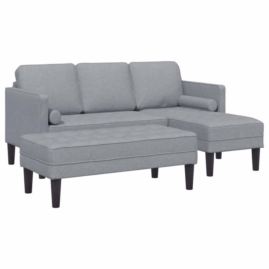 Divano angolare reversibile vidaXL in tessuto beige e grigio con cuscini inclusi per soggiorno – 2