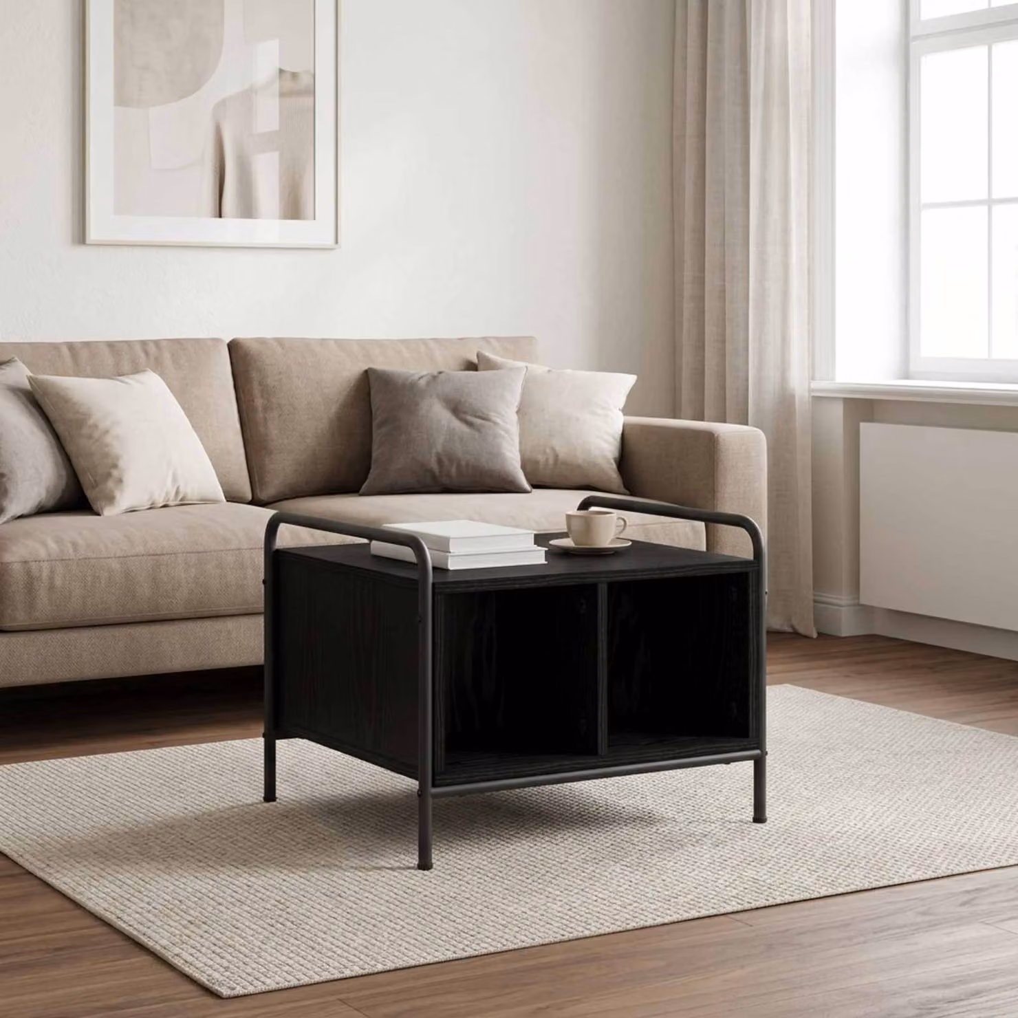 vidaXL Tavolino da salotto moderno nero L: 50 cm, P: 49 cm, H: 41 cm