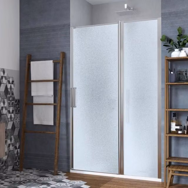 Porta doccia battente modulare IX BOX SHOWER in cristallo temperato da 6mm, cromo lucido e trasparente, H 195 cm x L 77-79 cm