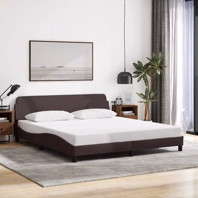 Letto con cassetti moderno vidaXL in legno e tessuto marrone L/P/H: 218 x 180 x 140 cm – 1