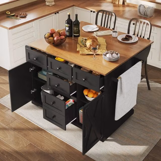 Carrello da servizio pieghevole REDOM in MDF e metallo, nero e marrone, L: 147 cm, P: 70 cm, H: 93 cm