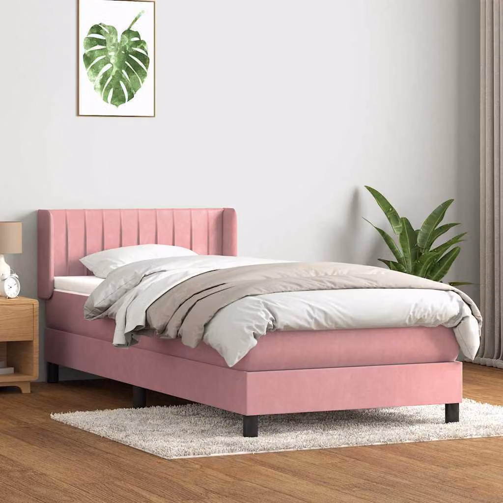 Maison Exclusive - Giroletto a Molle con Materasso Rosa 80x220 cm Velluto