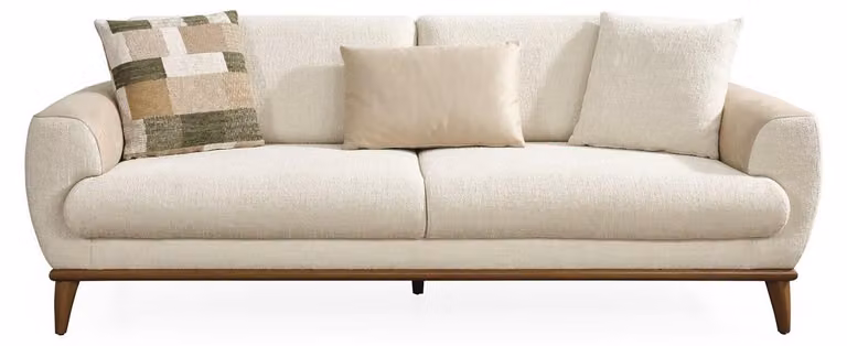 Sofa 3-Sitzer Moderner Stil Weiß Bequem Schick Polstergarn Luxuriöse