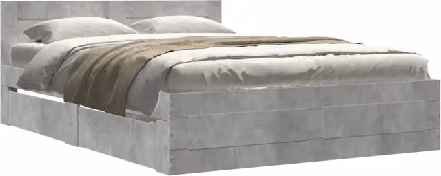 Letto matrimoniale | Letto per adulti | Giroletto Testiera Grigio Cemento 120x190 cm Legno Multistrato