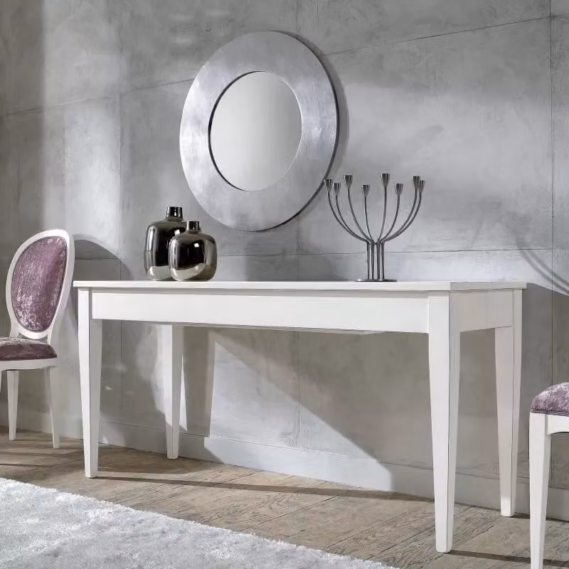 Consolle tavolo allungabile in legno bianco stile shabby chic Mobili 2G L: 160 cm, P: 55 cm, H: 77 cm – 2