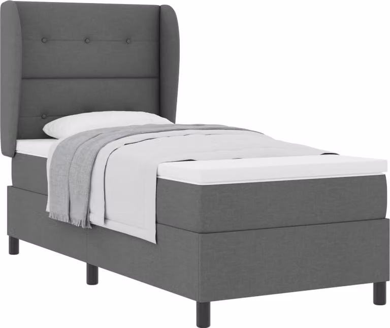 Letto a molle con testiera grigio scuro 100 x 200 cm in tessuto