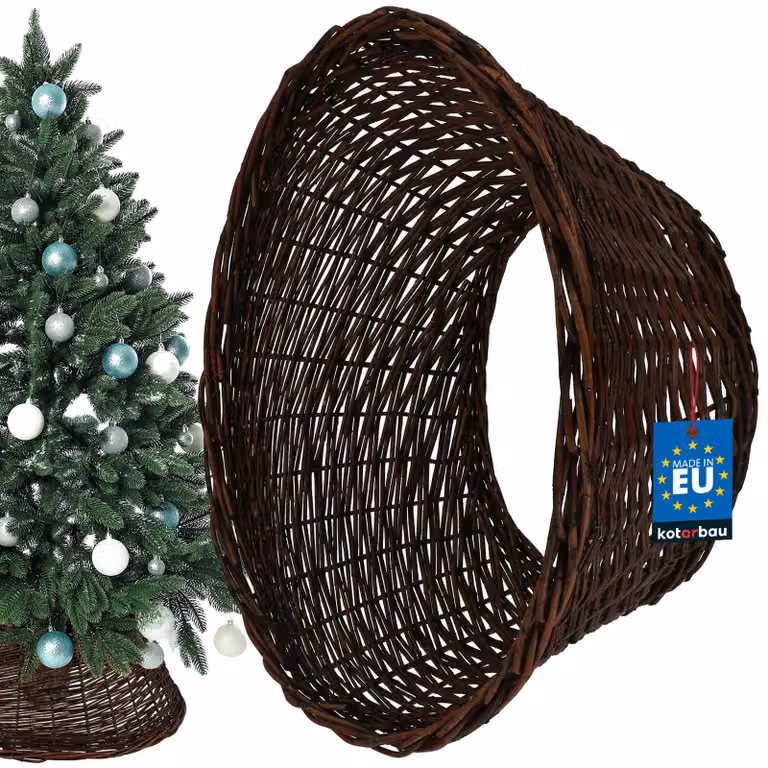 Gonna per albero di Natale KOTARBAU® in salice Ø 55 cm, supporto per albero di Natale marrone scuro in rattan naturale, cesto per albero di Natale, copertura per albero di Natale