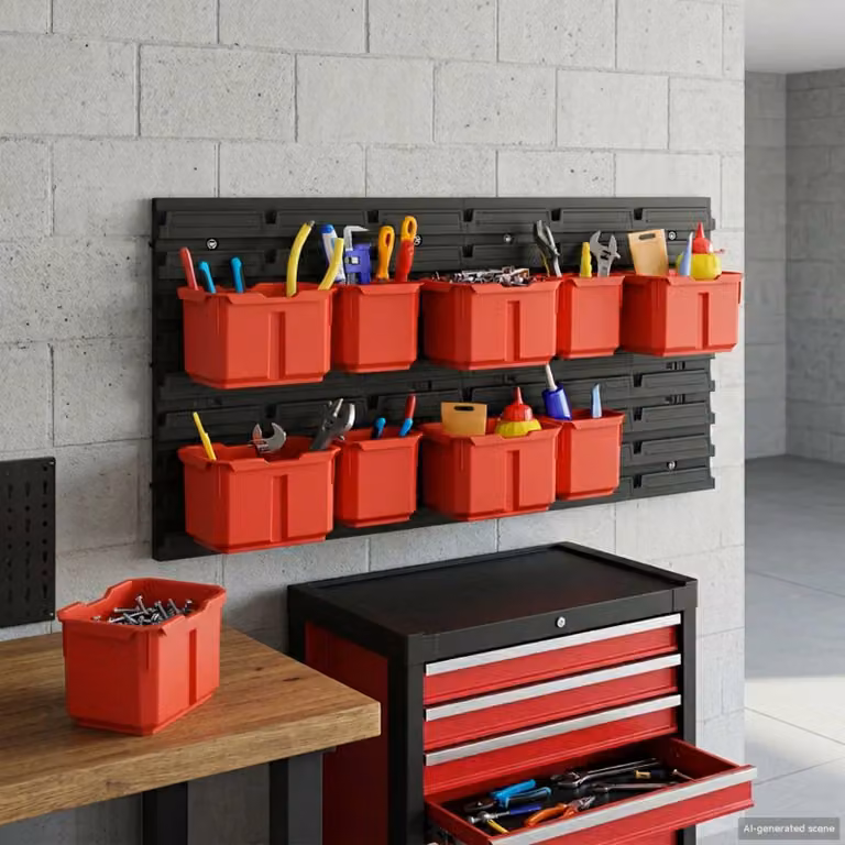 Scaffale contenitore da parete vidaXL in plastica Nero e Rosso L: 77,5 cm, P: 39 cm, H: 2 cm