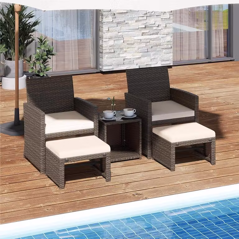 Set di mobili in rattan - Set di mobili per balcone - Set lounge - Set di mobili da giardino - Arredi per terrazza - Rattan in polietilene resistente agli agenti atmosferici