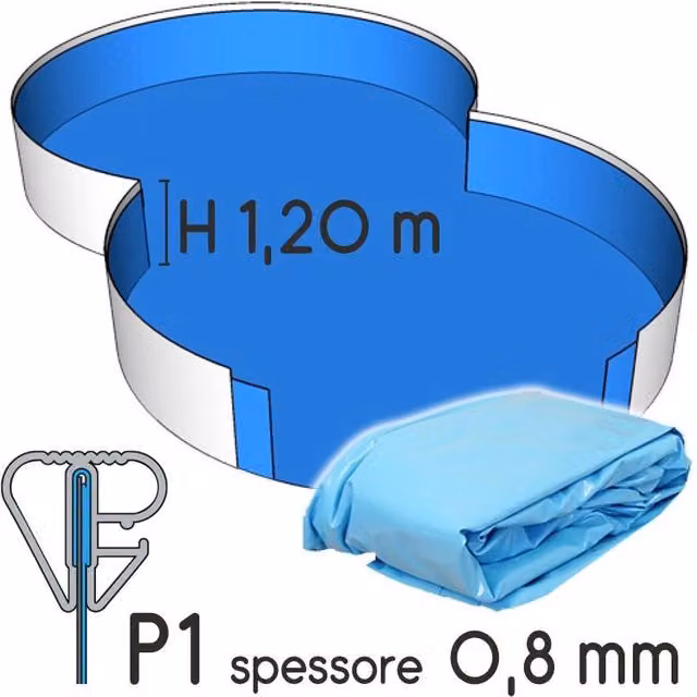 Liner per piscina a forma di otto Zodiac in PVC azzurro L: 4,70 m, P: 3,00 m, H: 1,20 m