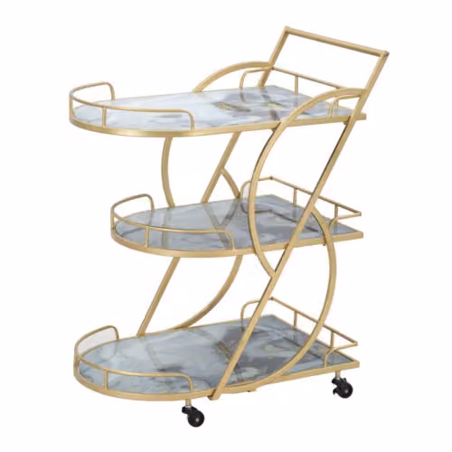 Carrellino in metallo MARBLE GLASS MIX struttura dorata by Mauro Ferretti