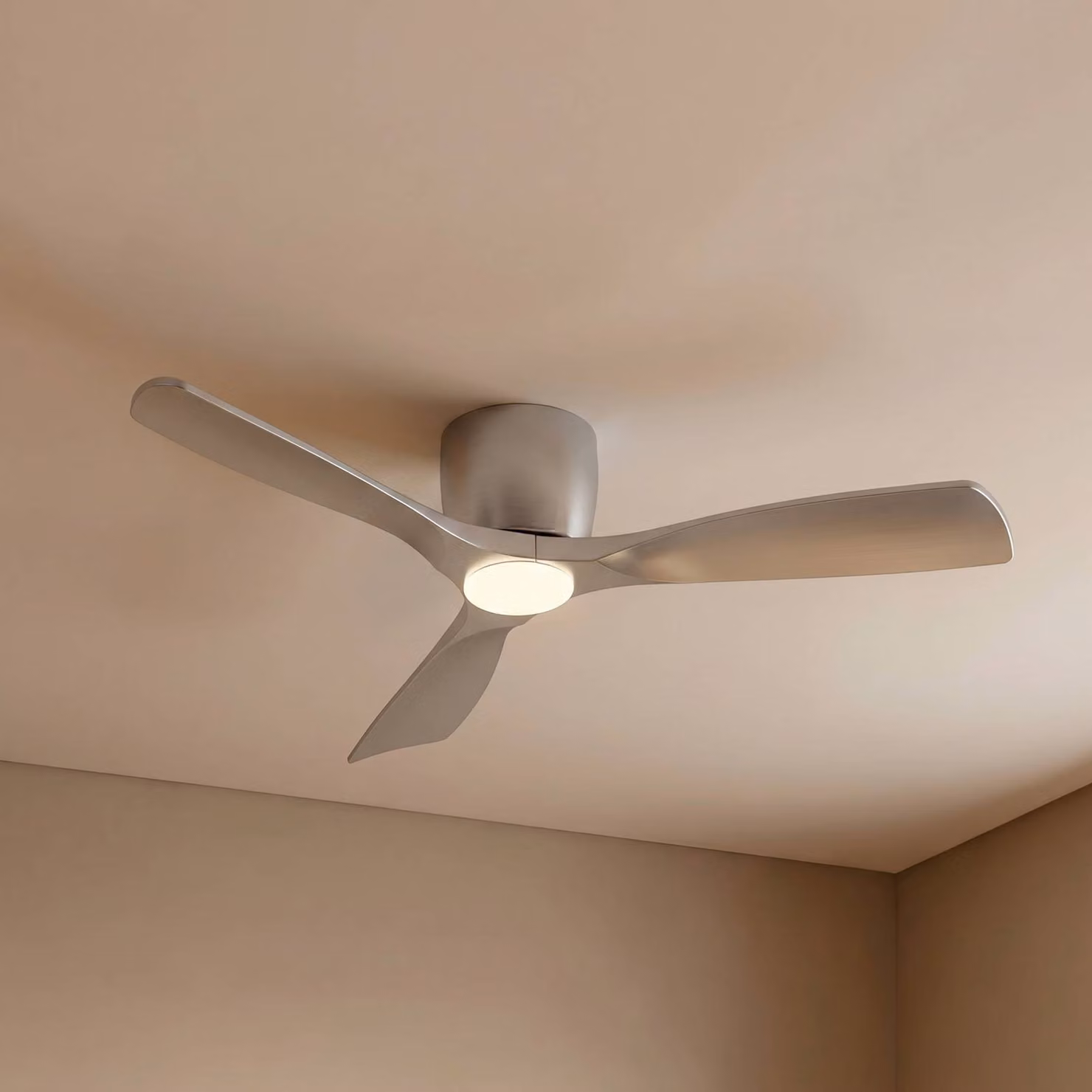 Ventilatore da soffitto LED Lucande Smart Moneno, argento, DC, Tuya Moneno Lucande, dimmerabile, Cromo / Argento, Soggiorno / Sala da pranzo, Metallo, Moderno