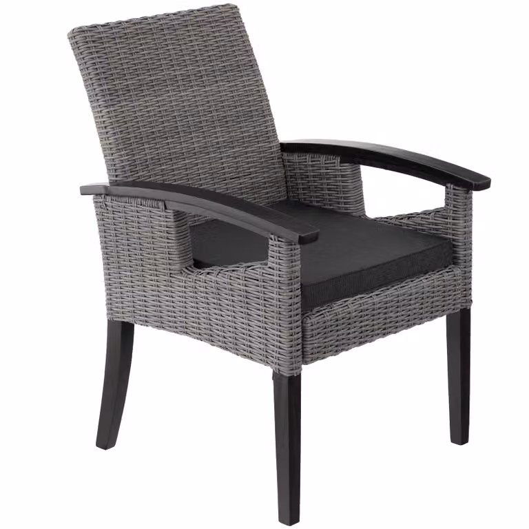 Set da giardino TecTake composto da tavolo quadrato e 4 sedie in polyrattan e legno di gomma, colore grigio