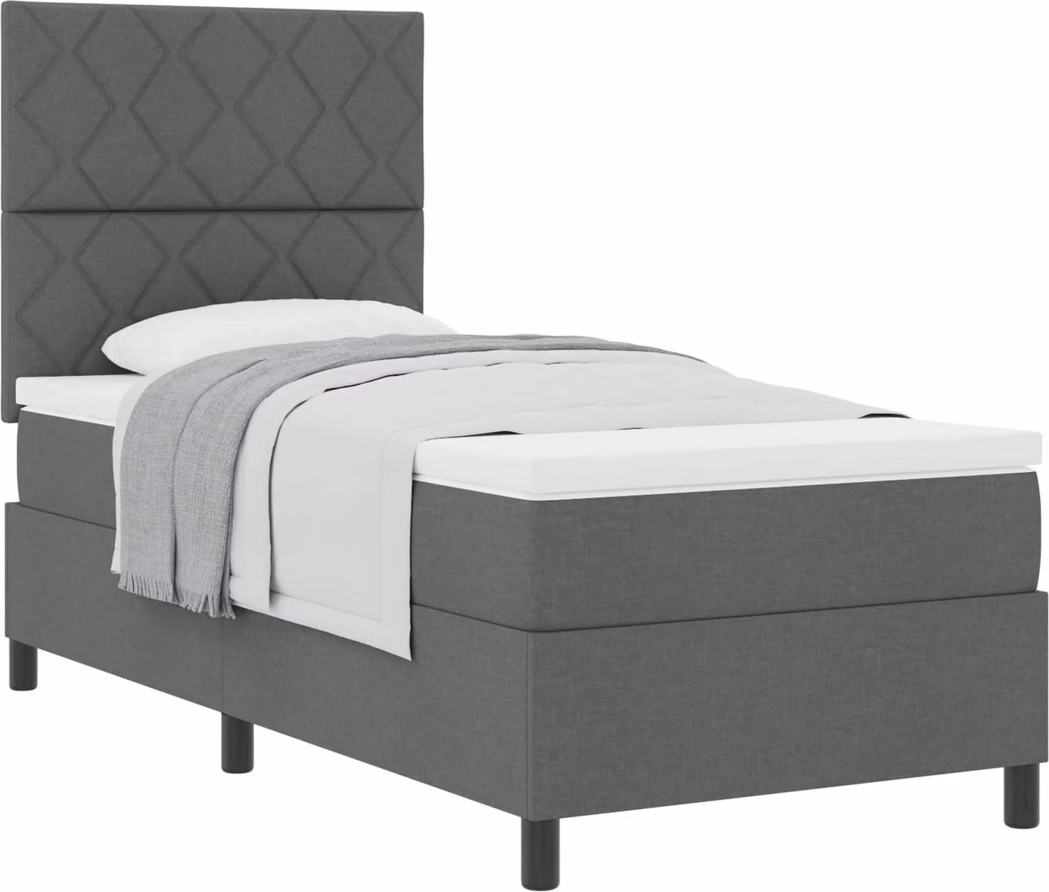 Letto a molle con materasso grigio scuro 100 x 200 cm in tessuto