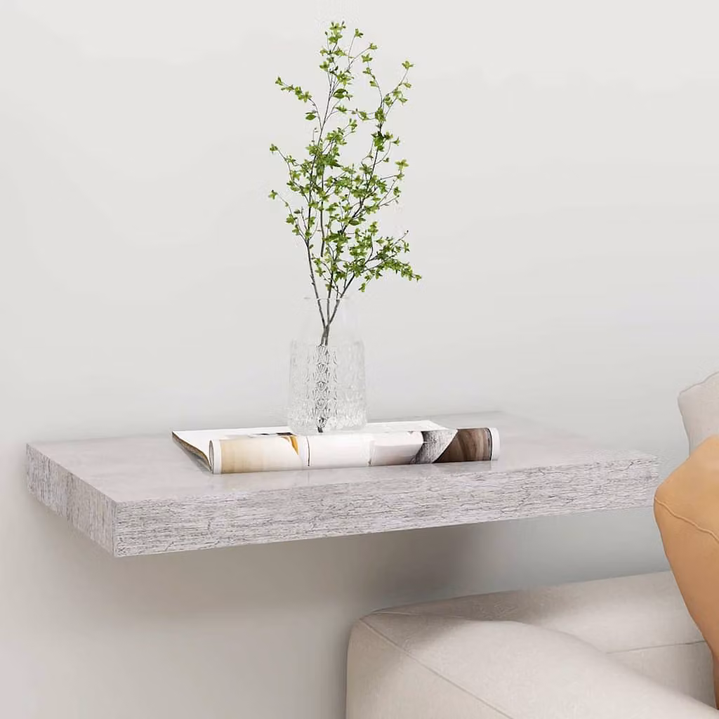 Scaffale a Parete Moderno vidaXL in MDF e Metallo, Grigio, L 50 x P 23,5 x H 3,8 cm
