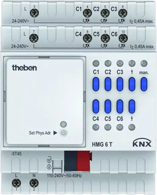 Attuatore KNX Theben HMG 6 T a 6 canali colore bianco