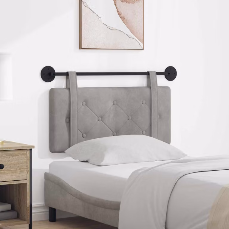 Testiera sospesa vidaXL in velluto grigio chiaro per camera da letto