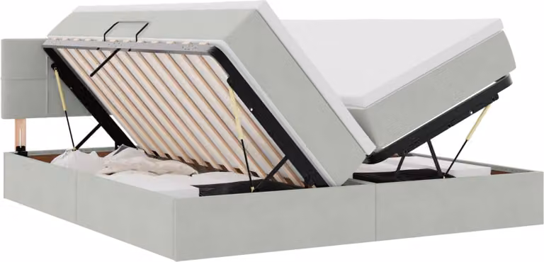 Letto con contenitore LED e materasso Grigio Chiaro