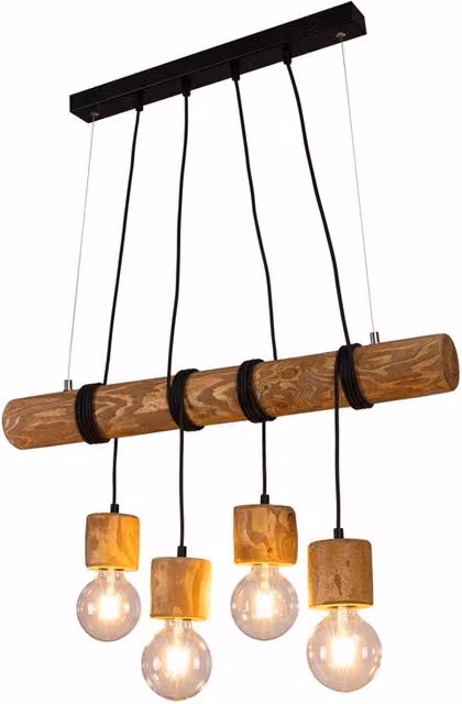 Lampadario a sospensione Onli Trabo moderno in legno marrone con 4 luci E27 – 1