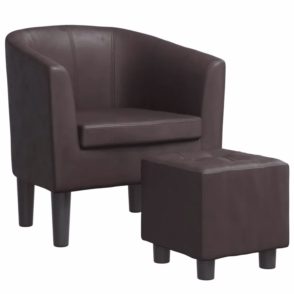 Poltrona a Pozzetto con Poggiapiedi vidaXL in Similpelle Marrone con Design Moderno – 2