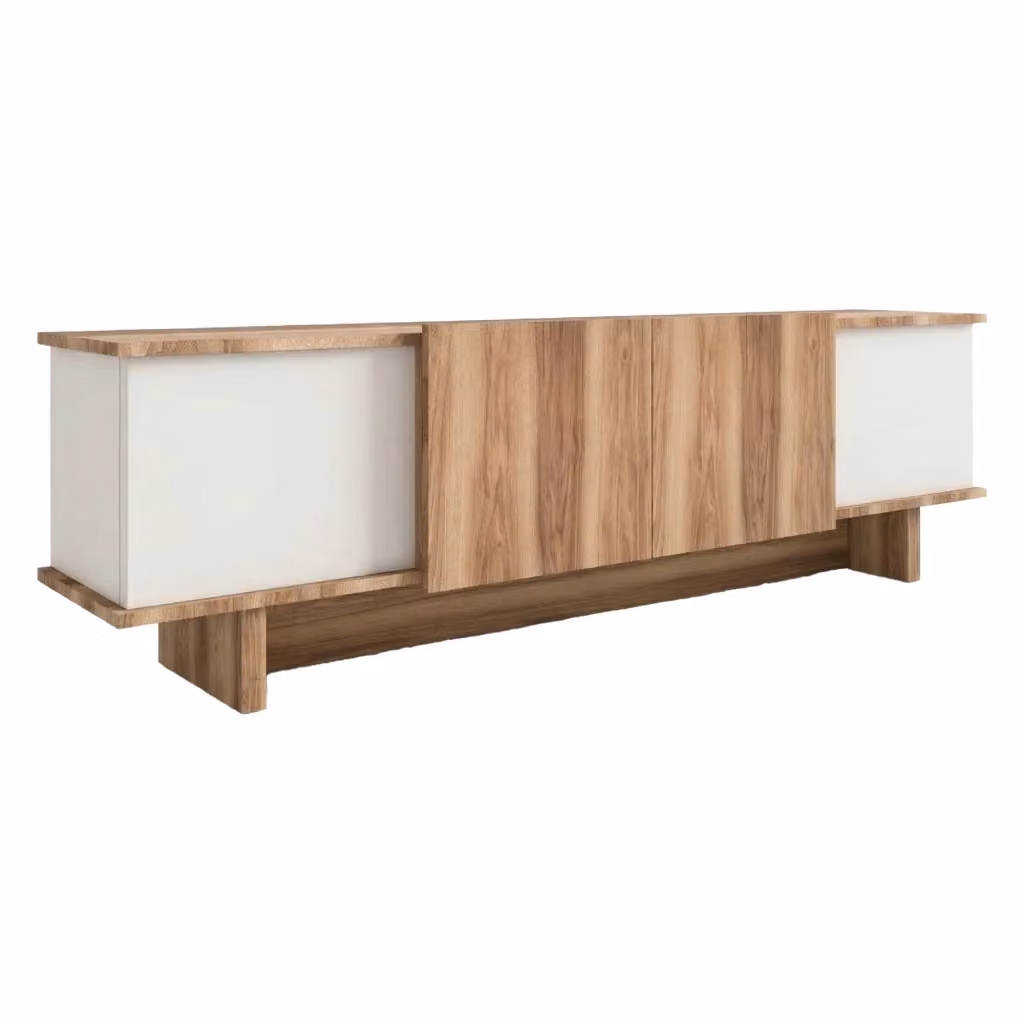 Mobile porta TV Clusone DMORA con un ripiano, colore beige, L 180 cm x P 33 cm x H 50 cm – 2