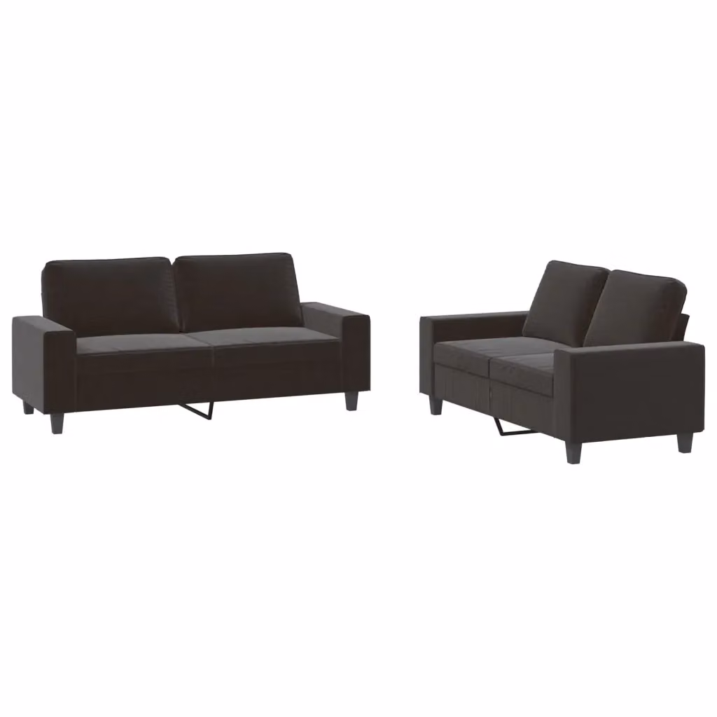 Set di 2 divani con funzione letto vidaXL in tessuto nero con cuscini inclusi e materasso 120x200 cm – 2