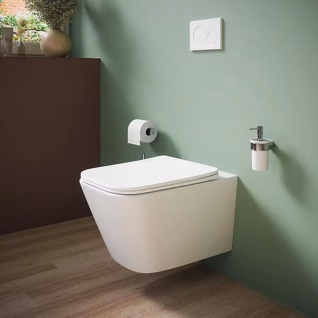 Vaso sospeso rimless in ceramica bianco opaco con sedile soft-close | Kyoto