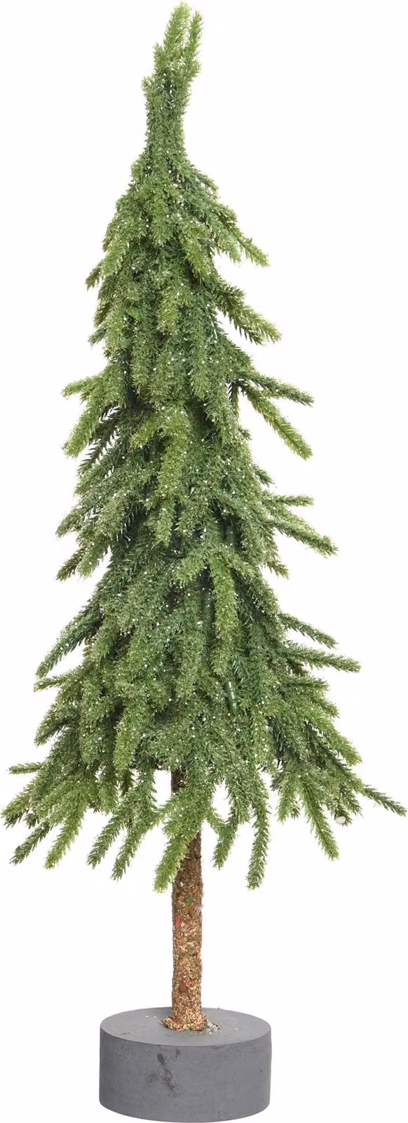 Abete artificiale con glitter e base in cemento 60 cm verde