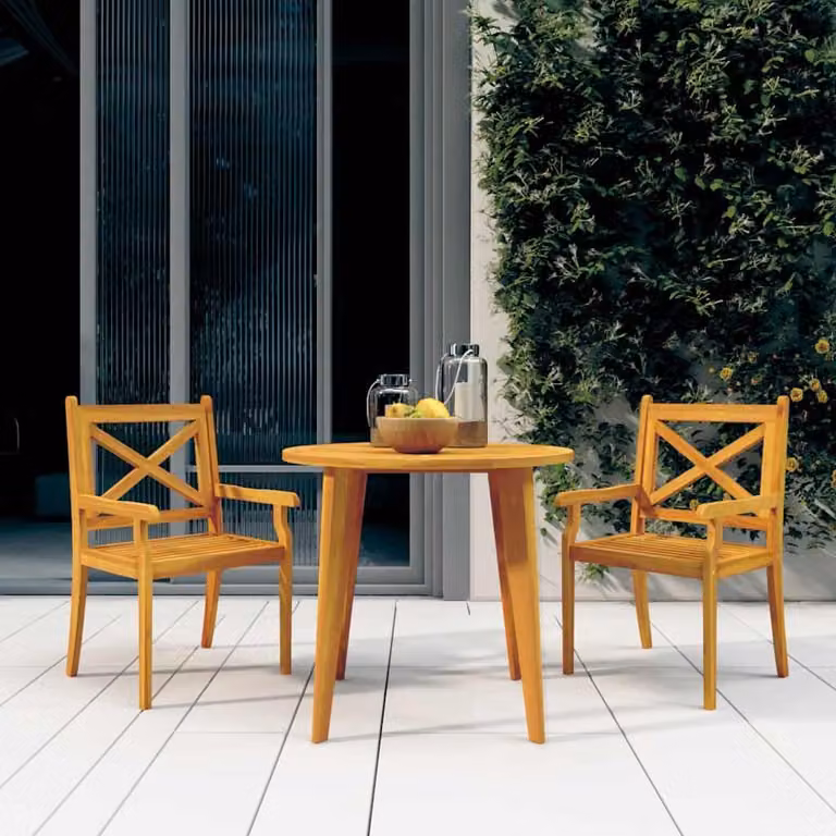 Set di 2 sedie da esterno vidaXL in legno di acacia oliato marrone con braccioli