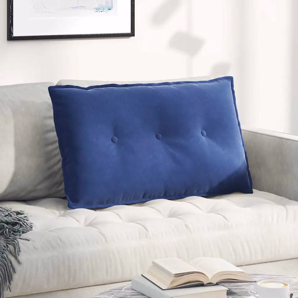Cuscino per schiena vidaXL in velluto a coste blu, L 80 cm x P 50 cm x H 19 cm