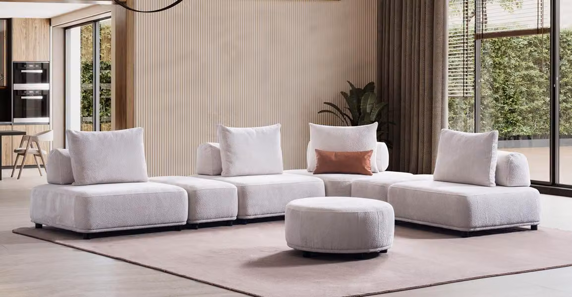 Ecksofa Stoff L-Form Couch Design Polster Textil Eck Wohnlandschaft Bettfunktion