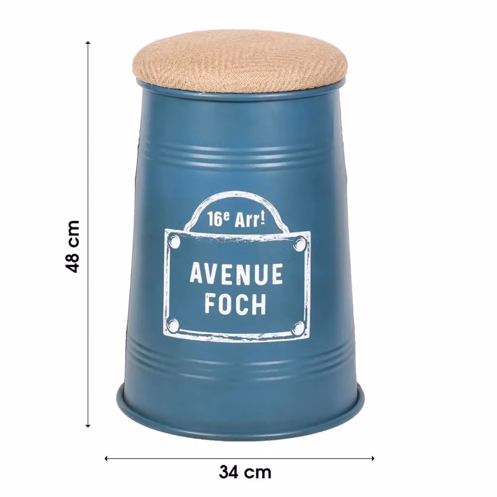 Set di 4 sgabelli pouf conici in stile industriale Meublorama, collezione PARIS, colori nero, giallo, grigio e blu – 2