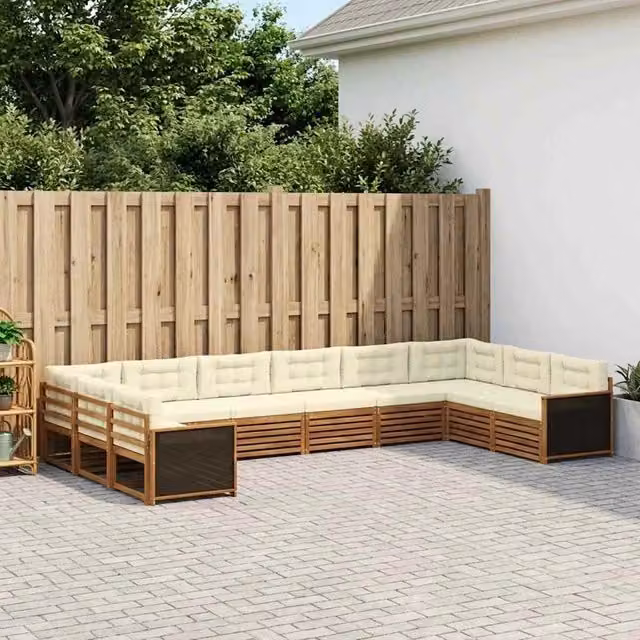 Set di 10 divani da giardino vidaXL in legno di acacia massello color beige – 1