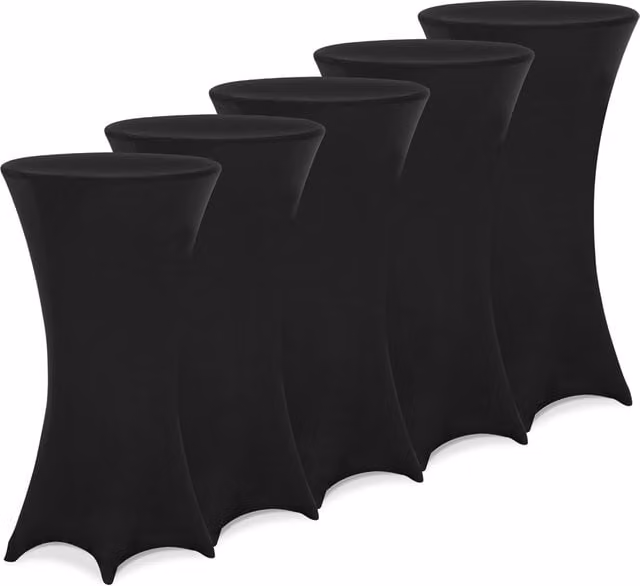 Set di 5 copritavolo bar elastici in poliestere ed elastan nero, diametro: 60 cm – 1
