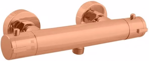 Miscelatore doccia a parete termostatico ottone rosa oro spazzolato scarico doccia bassa